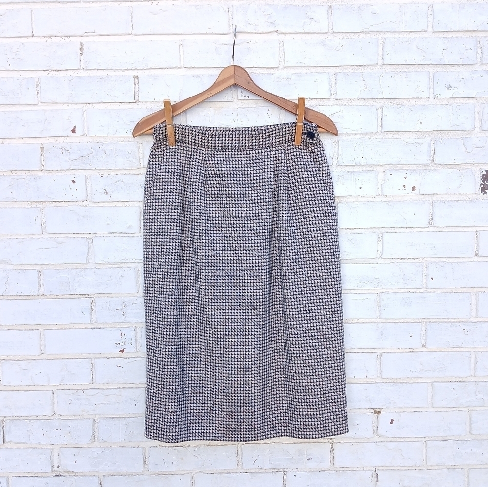 Vintage Pendleton Wool Skirt Pencil Houndstooth
